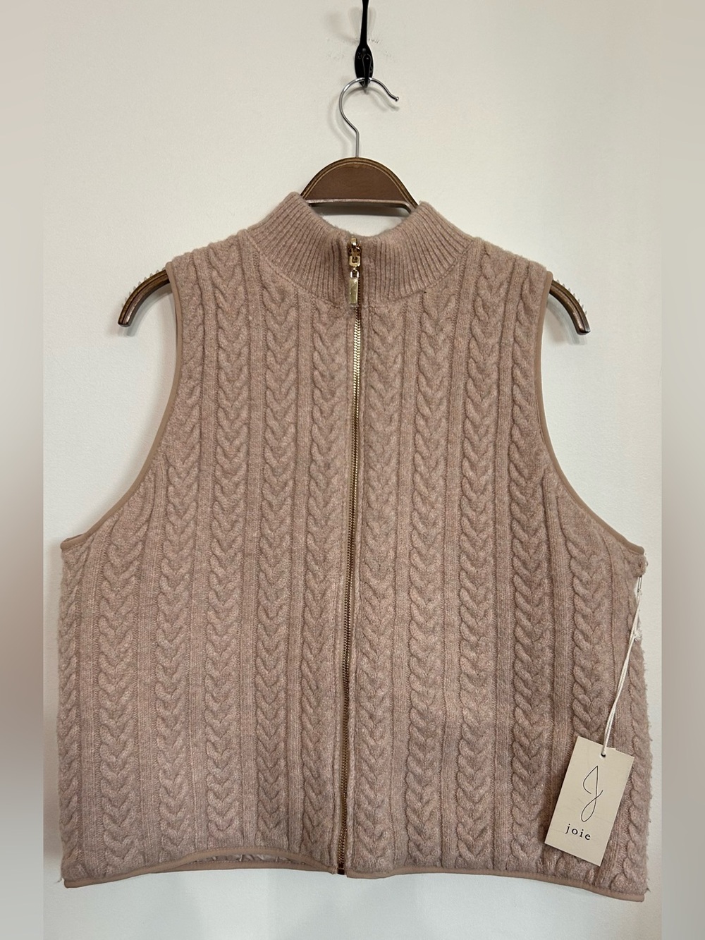 NWT JOIE CABLE KNIT ZIPPERED VEST WITH COLLAR